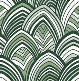 Cabarita Green Art Deco Flocked Leaves Wallpaper - A-Street Prints 2969-87354