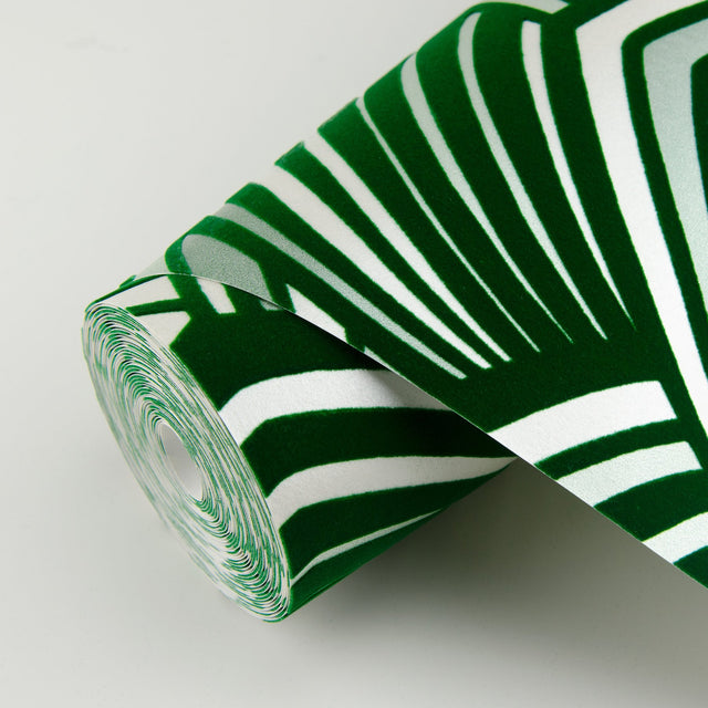 Cabarita Green Art Deco Flocked Leaves Wallpaper - A-Street Prints 2969-87354