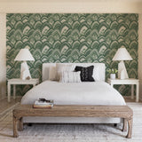 Cabarita Green Art Deco Flocked Leaves Wallpaper - A-Street Prints 2969-87354