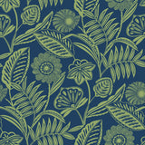 Alma Blue Tropical Floral Wallpaper with Botanical Flowers Motif, Tropical Style - A-Street Prints 2969-87527