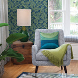 Alma Blue Tropical Floral Wallpaper with Botanical Flowers Motif, Tropical Style - A-Street Prints 2969-87527