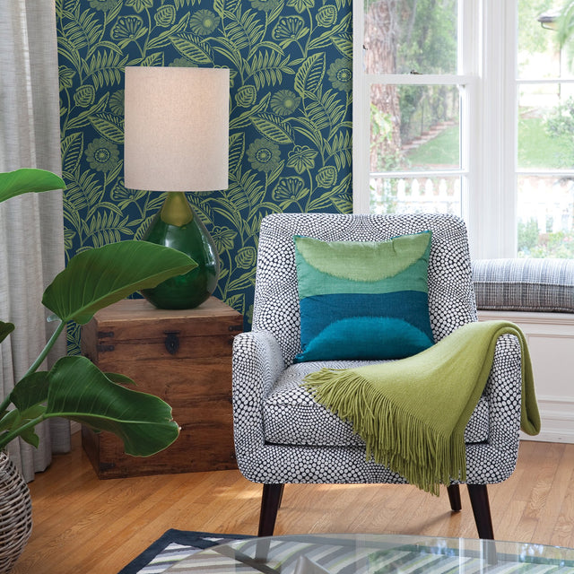 Alma Blue Tropical Floral Wallpaper with Botanical Flowers Motif, Tropical Style - A-Street Prints 2969-87527