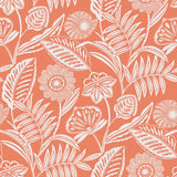 Alma Coral Tropical Floral Wallpaper with White Botanical Flower Motif - A?Street Prints 2969-87528