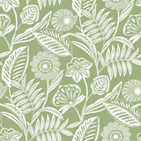 Alma Green Tropical Floral Wallpaper with Botanical Tropical Flowers Motif - A-Street Prints 2969-87530