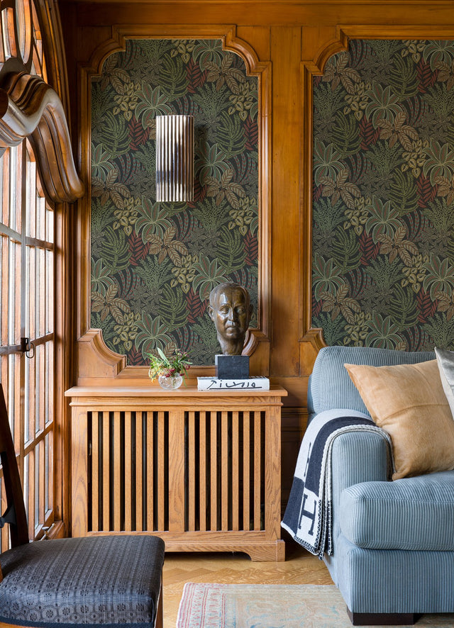 Sumner Black Woodland Botanical Wallpaper with Bohemian Botanical Motif - A-Street Prints 2970-13902