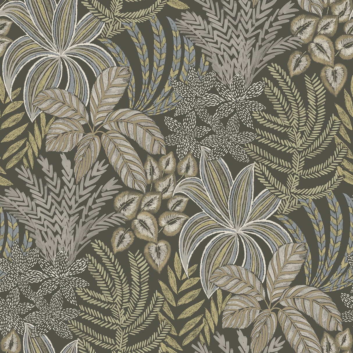 Sumner Brown Woodland Botanical Wallpaper with Bohemian Botanical Pattern - A-Street Prints 2970-13903