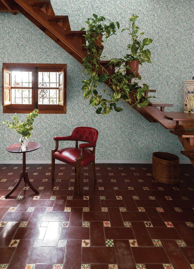 Zulma Blue Decorative Botanical Wallpaper with Raised Ink Farmhouse Style - A-Street Prints 2970-26100SAM