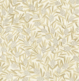 Zulma Gold Decorative Botanical Wallpaper with Raised Ink Farmhouse Style - A?Street Prints 2970-26103