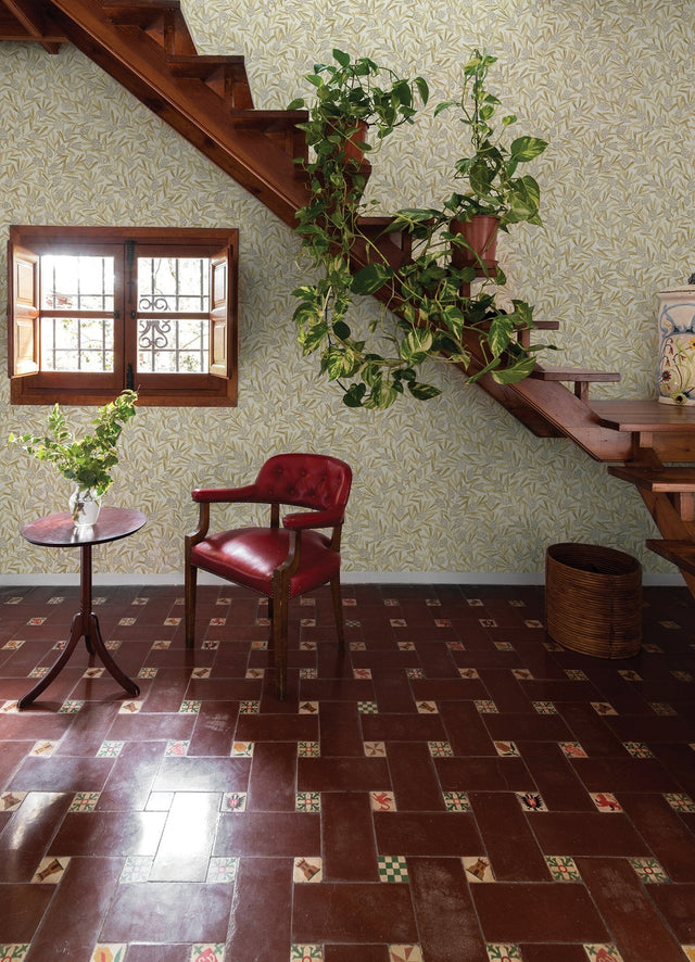 Zulma Gold Decorative Botanical Wallpaper with Raised Ink Farmhouse Style - A?Street Prints 2970-26103SAM