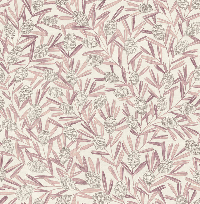 Zulma Pink Decorative Botanical Wallpaper with Raised Ink Pampas Motif - A?Street Prints 2970-26104
