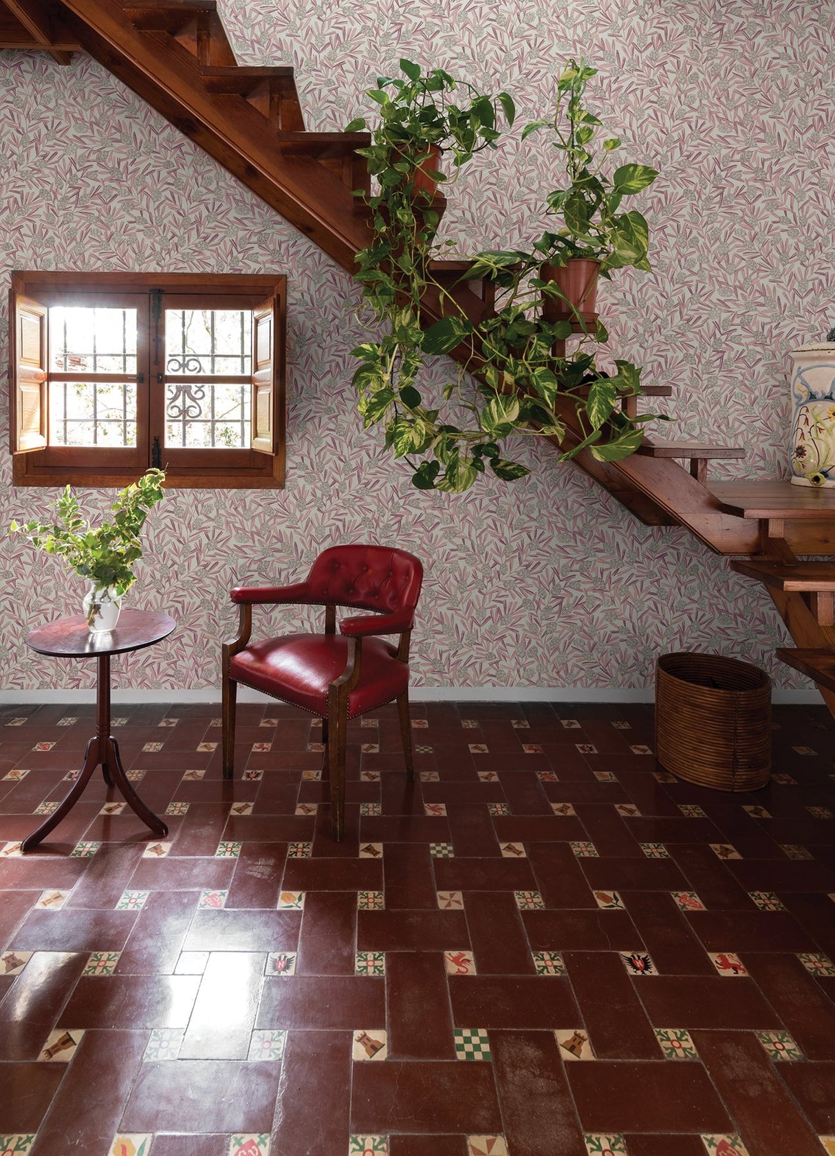 Zulma Pink Decorative Botanical Wallpaper with Raised Ink Pampas Motif - A?Street Prints 2970-26104
