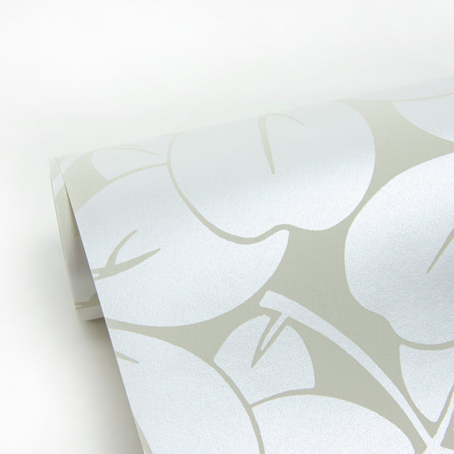 Robert Off-White Clover Wallpaper with Metallic Botanical Motif - A-Street Prints 2970-26105