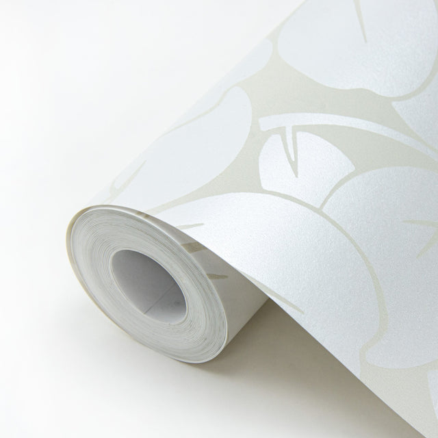 Robert Off-White Clover Wallpaper with Metallic Botanical Motif - A-Street Prints 2970-26105