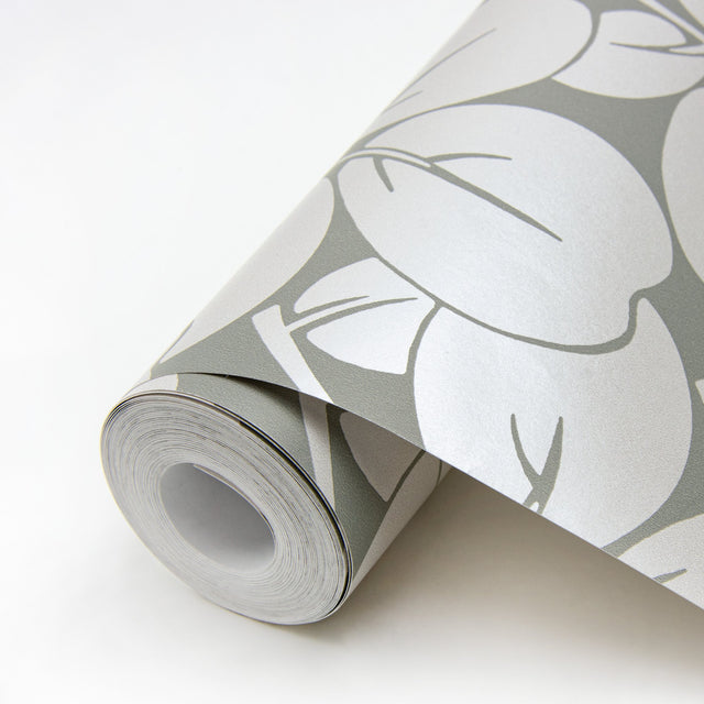 Robert Grey Clover Wallpaper with Metallic Botanical Clover Motif - A-Street Prints 2970-26106
