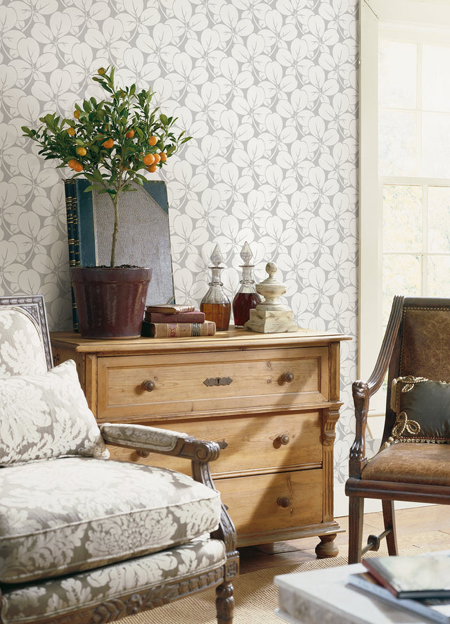 Robert Light Grey Clover Wallpaper with Eclectic Botanical Clover Pattern - A-Street Prints 2970-26107