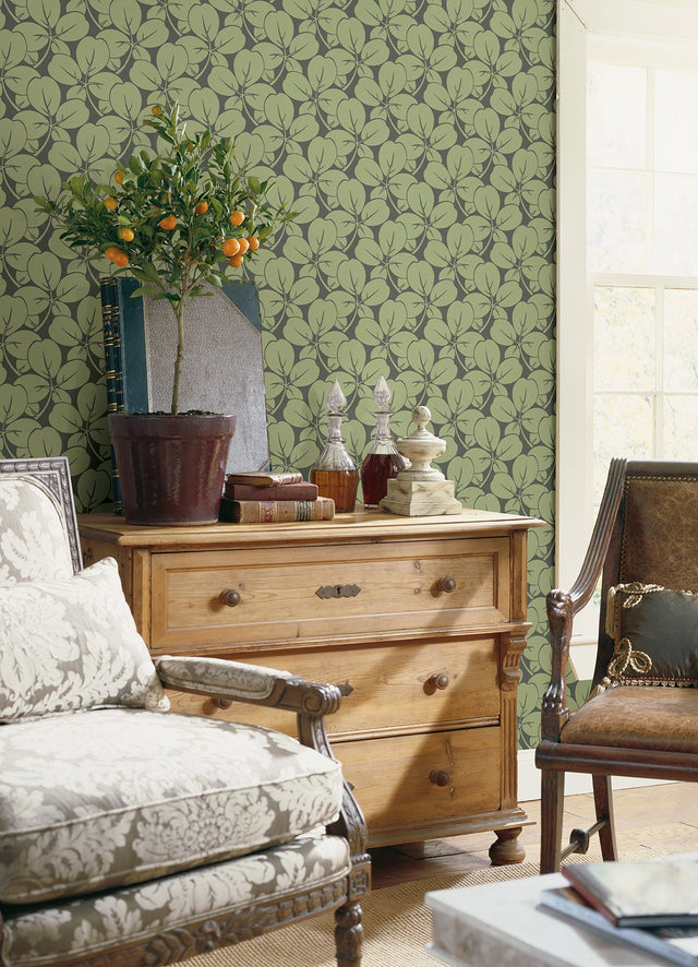 Robert Green Clover Wallpaper with Eclectic Botanical Motif - A?Street Prints 2970-26109