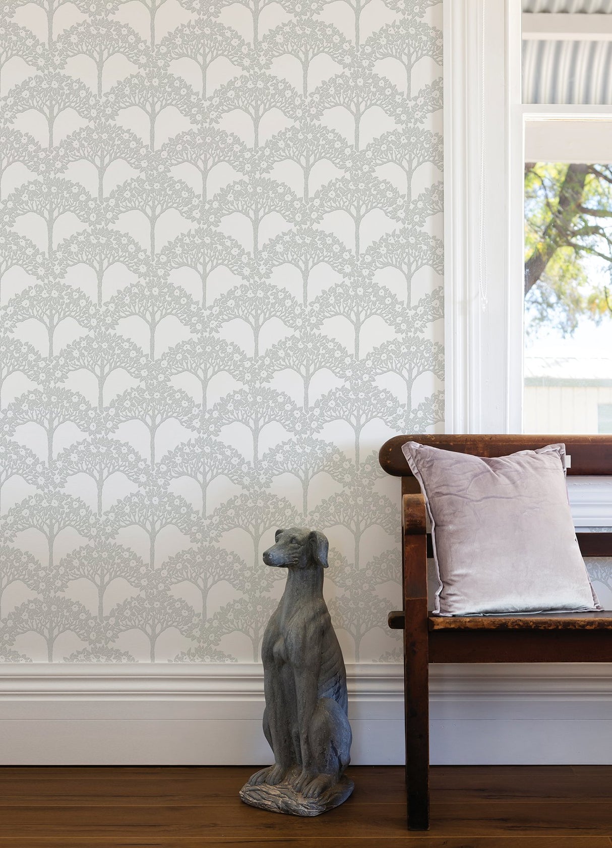 Dawson Light Grey Magnolia Tree Wallpaper with Raised Ink Botanical Trees Motif - A-Street Prints 2970-26110