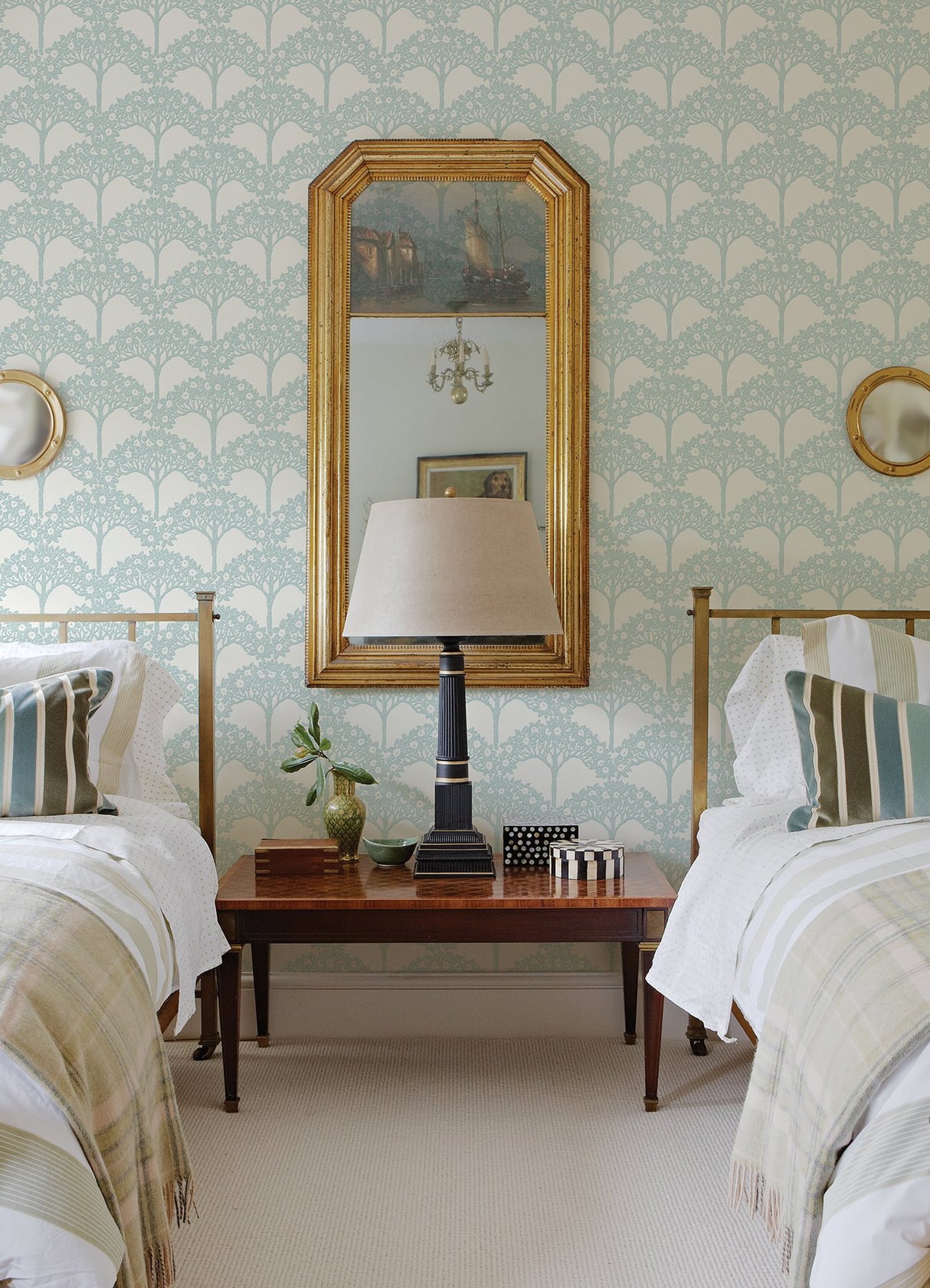 Dawson Turquoise Magnolia Tree Wallpaper with Modern Botanical Trees Pattern - A-Street Prints 2970-26111