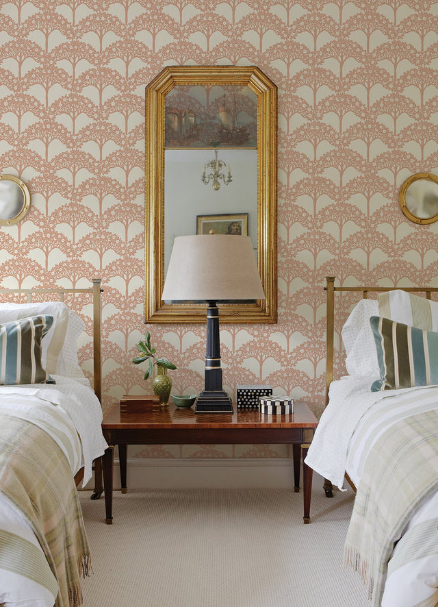 Dawson Rust Magnolia Tree Wallpaper with Raised Ink Botanical Trees Pattern, Modern Style - Brewster 2970-26112