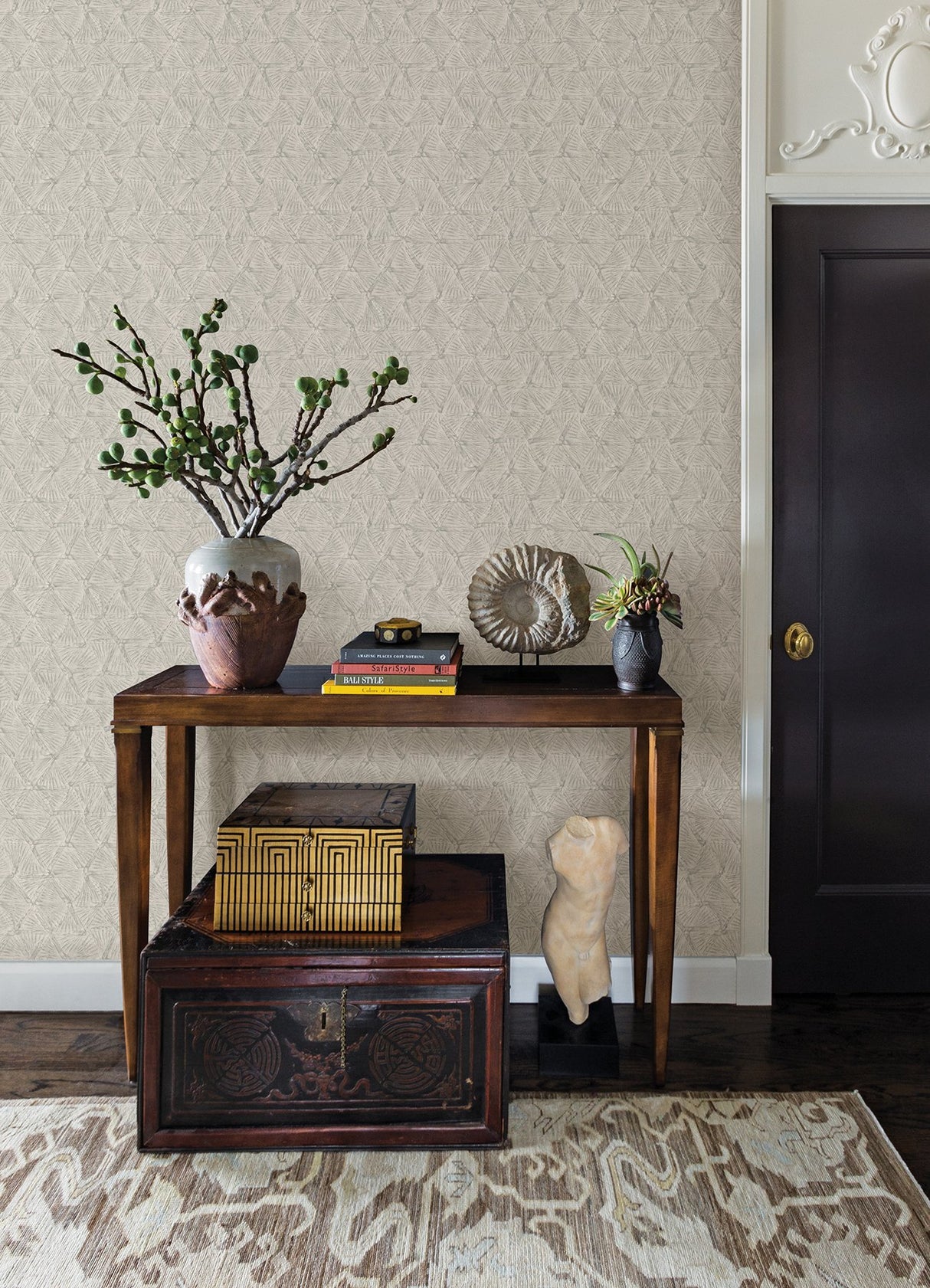 Wright Platinum Textured Triangle Wallpaper with Industrial Geometric Motif - A-Street Prints 2970-26117