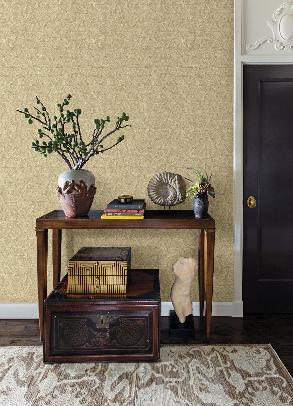 Wright Gold Textured Triangle Wallpaper with Metallic Raised Ink Geometric Pattern - A-Street Prints 2970-26119