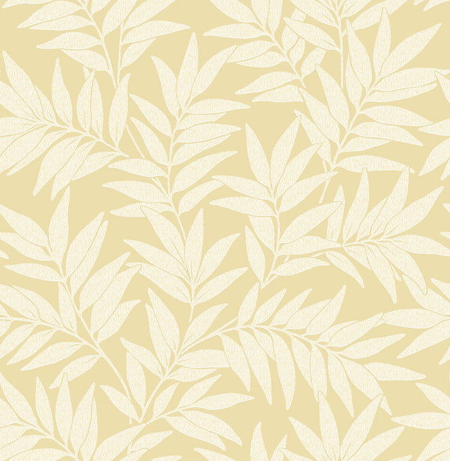 Morris Yellow Leaf Wallpaper in Yellow with Raised Ink Botanical Pattern - A-Street Prints 2970-26120