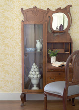 Morris Yellow Leaf Wallpaper in Yellow with Raised Ink Botanical Pattern - A-Street Prints 2970-26120