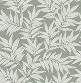 Morris Green Leaf Wallpaper in Green with Raised Ink Botanical Motif - A-Street Prints 2970-26122