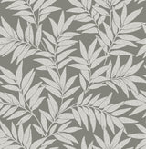 Morris Dark Grey Leaf Wallpaper with Raised Ink Botanical Farmhouse Style - 2970-26123