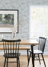 Morris Light Grey Leaf Wallpaper with Raised Ink Botanical Motif - A-Street Prints 2970-26124