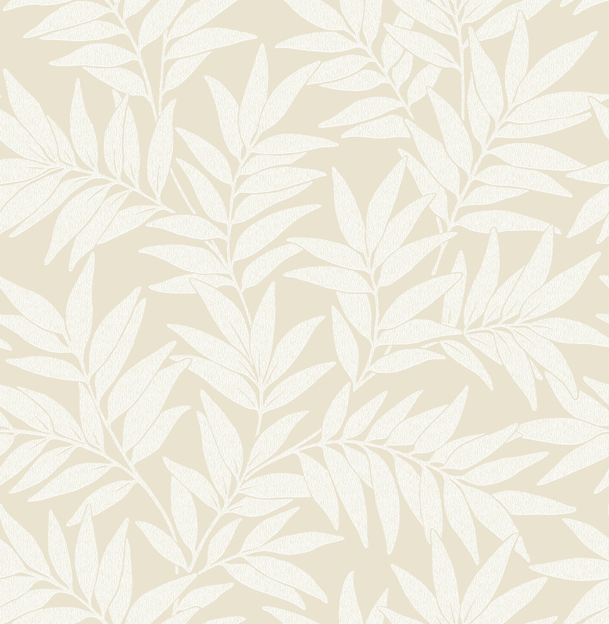 Morris Taupe Leaf Wallpaper with Raised Ink Botanical Pattern - Brewster 2970-26125