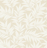 Morris Taupe Leaf Wallpaper with Raised Ink Botanical Pattern - Brewster 2970-26125
