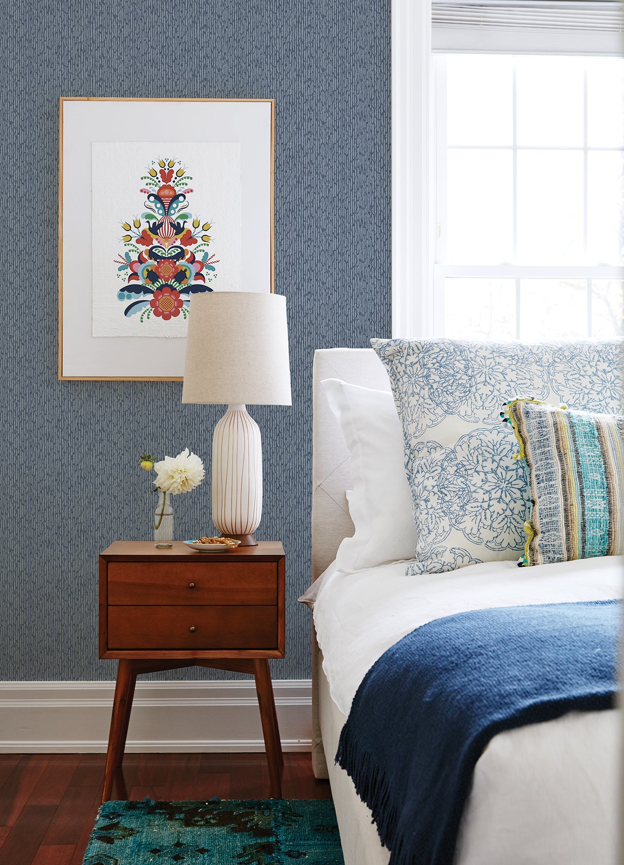 Mackintosh Indigo Abstract Textural Raised Ink Non Woven Unpasted Washable Strippable Wallpaper 20.5 in x 33 ft by A-Street Prints - FD26127