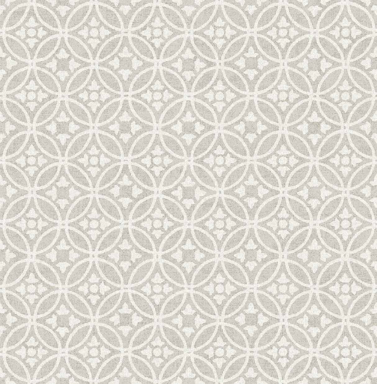 Larsson Grey Ogee Wallpaper with Geometric Floral Ring Motif - A-Street Prints 2970-26135