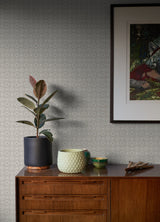 Larsson Grey Ogee Wallpaper with Geometric Floral Ring Motif - A-Street Prints 2970-26135