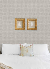 Larsson Grey Ogee Wallpaper with Geometric Floral Ring Motif - A-Street Prints 2970-26135