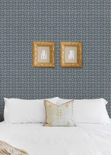 Larsson Indigo Ogee Wallpaper with Textured Geometric Motif - A-Street Prints 2970-26137
