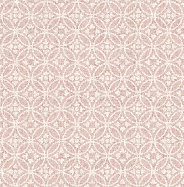 Larsson Pink Ogee Wallpaper with Farmhouse Geometric Pattern - A-Street Prints 2970-26138