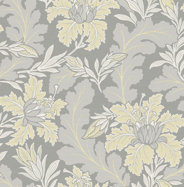 Butterfield Light Grey Floral Wallpaper with Botanical Feature Wall Motif - A-Street Prints 2970-26142