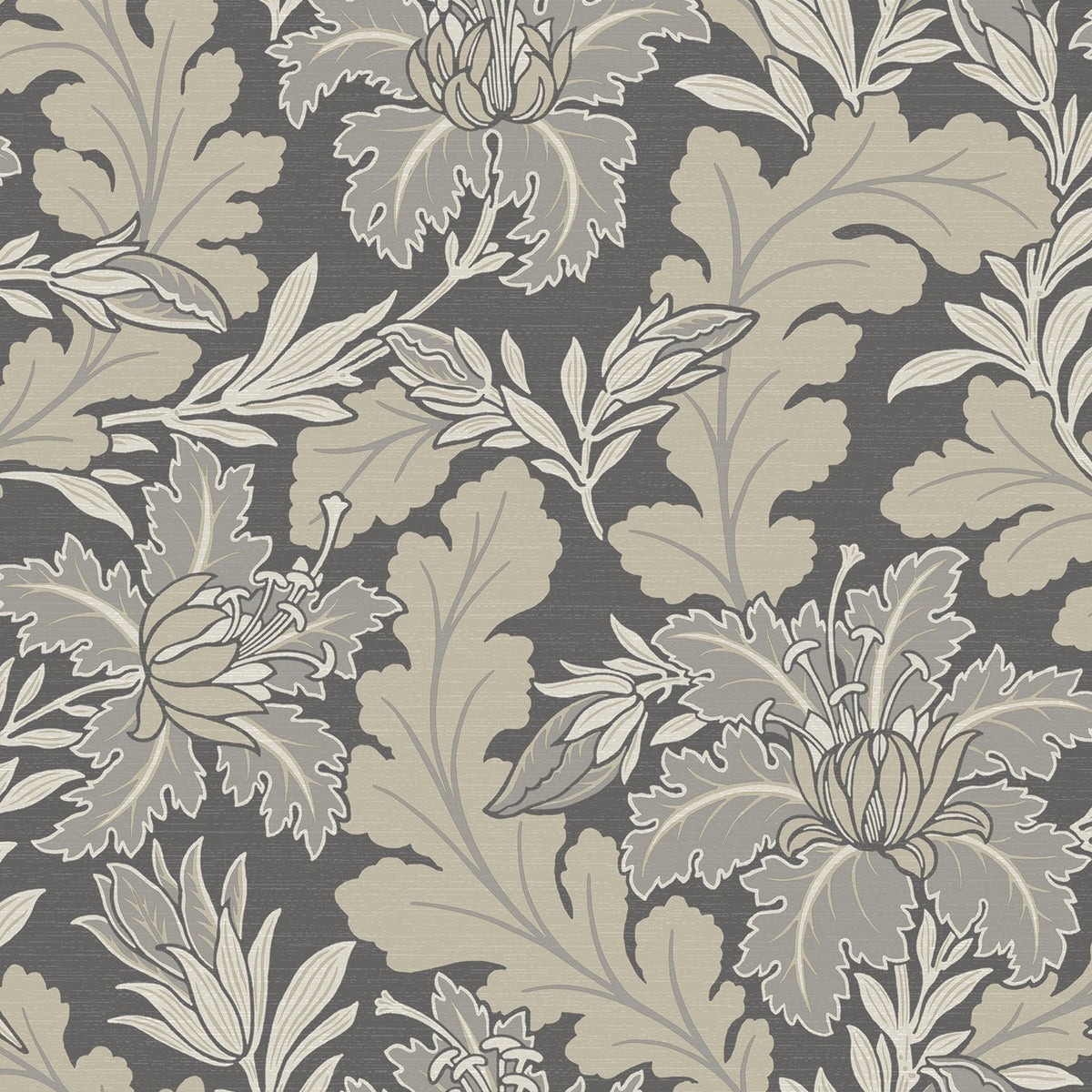 Butterfield Grey Floral Wallpaper with Botanical Feature Wall Pattern ...
