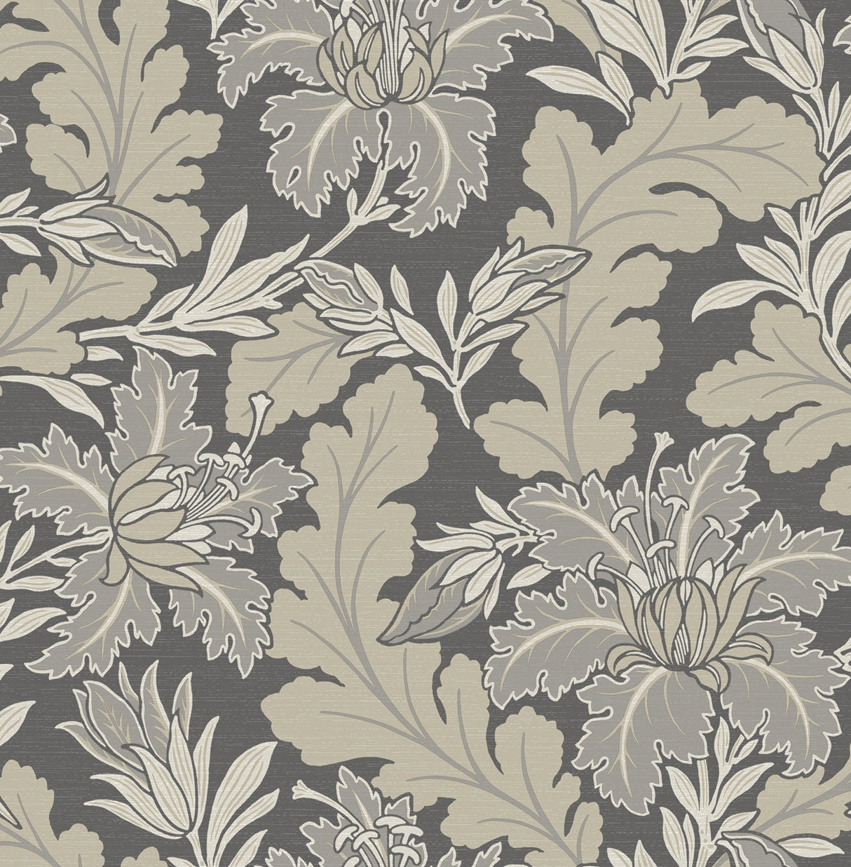 Butterfield Grey Floral Wallpaper with Botanical Feature Wall Pattern - A-Street Prints 2970-26143