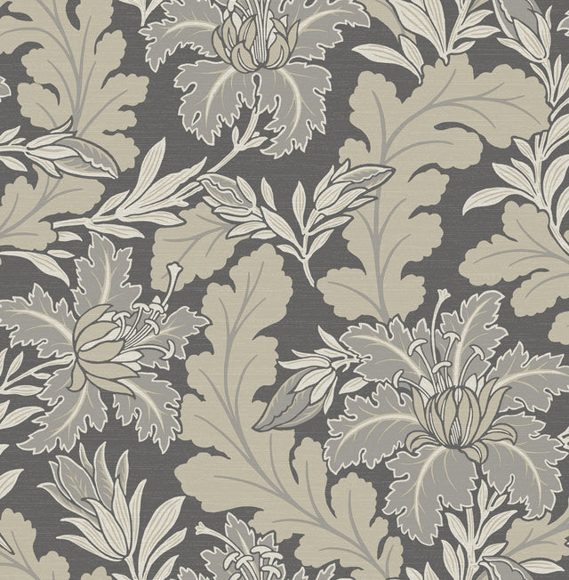 Butterfield Grey Floral Wallpaper with Botanical Feature Wall Pattern - A-Street Prints 2970-26143