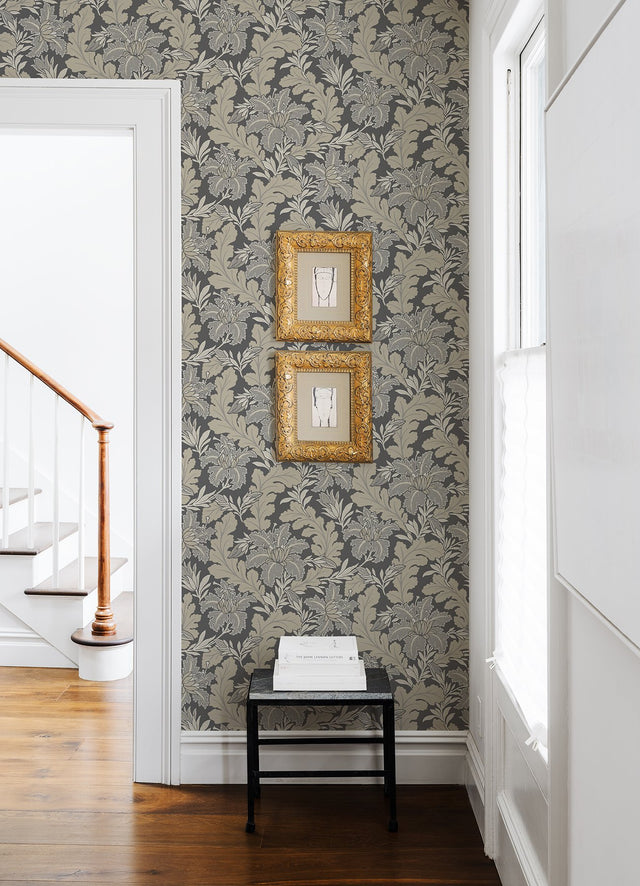 Butterfield Grey Floral Wallpaper with Botanical Feature Wall Pattern - A-Street Prints 2970-26143