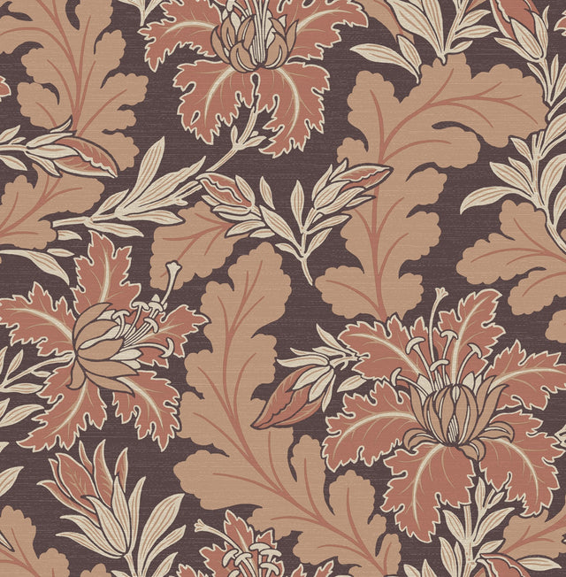 Butterfield Burgundy Floral Wallpaper with Arts & Crafts Botanical Motif - A-Street Prints 2970-26144
