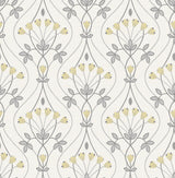 Dard Grey Tulip Ogee Wallpaper with Retro Botanical Floral Pattern - A-Street Prints 2970-26147