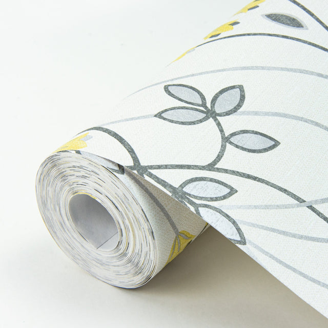 Dard Grey Tulip Ogee Wallpaper with Retro Botanical Floral Pattern - A-Street Prints 2970-26147