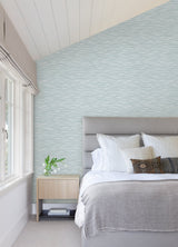 Benson Light Blue Variegated Stripe Wallpaper with Textured Faux Fabric Look - A-Street Prints 2970-26153