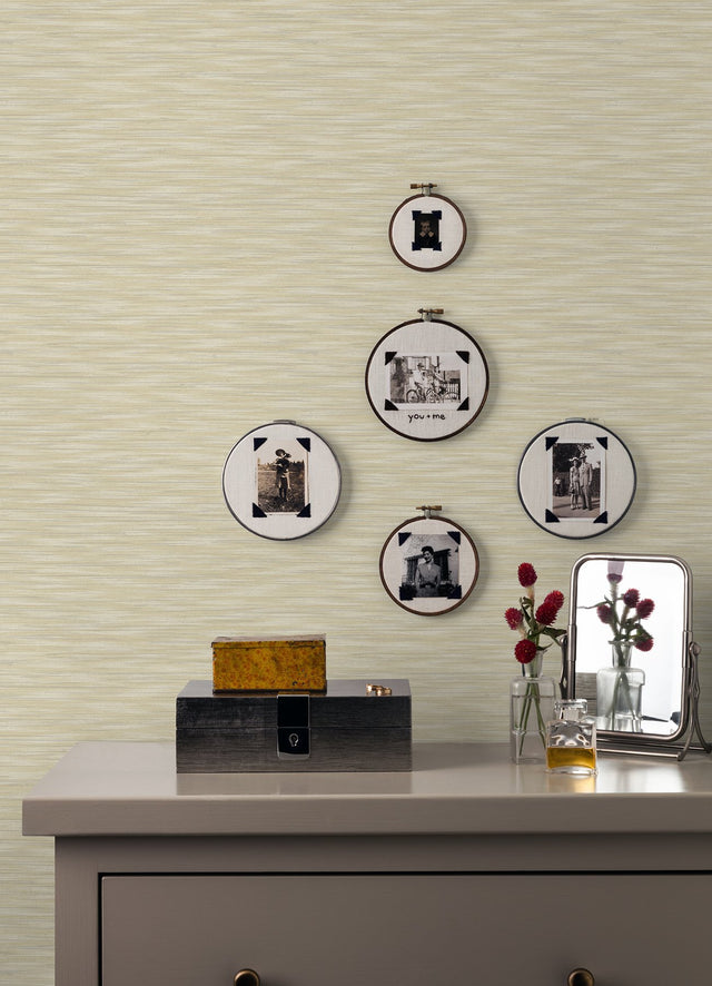 Benson Yellow Variegated Stripe Wallpaper with Textured Faux Fabric Look - A-Street Prints 2970-26156