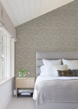 Benson Brown Variegated Stripe Wallpaper with Faux Fabric Texture - Brewster 2970-26157