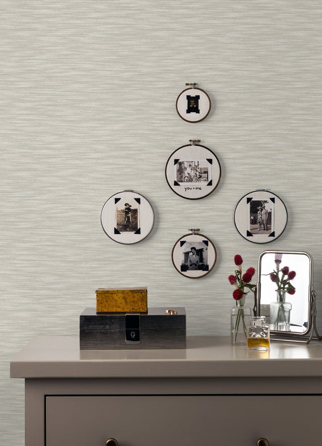 Benson Light Grey Variegated Stripe Wallpaper with Textured Faux Fabric Look - A-Street Prints 2970-26158